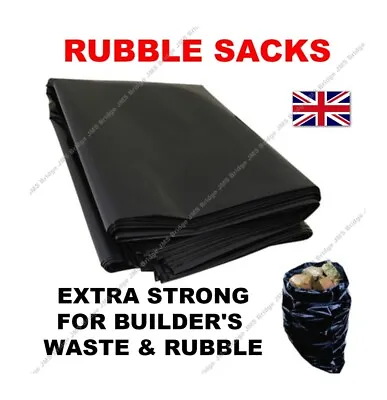 20 X Extra Large Black Builders Rubble Waste Sacks Bags Heavy Duty Garden Refuse • £9.49