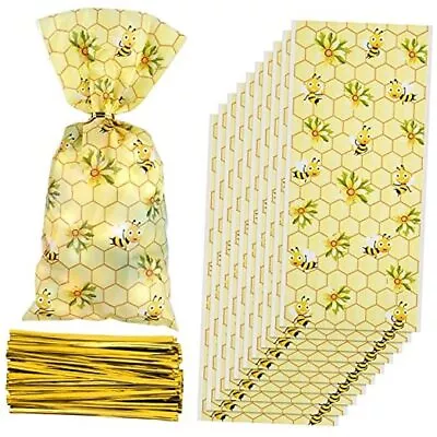 100 Pieces Bees Cellophane Bags Bees Candy Bags Bees Goodie Bags Bees Party  • $17.05