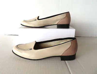 $279 Sesto Meucci Women's Lamb Leather Beige Loafers Flats Shoes Size 9M New • $129