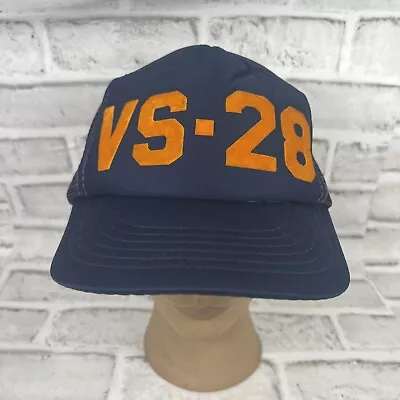 Vintage Military Hat VS-28 Trucker Mesh Snapback Blue • $14.99