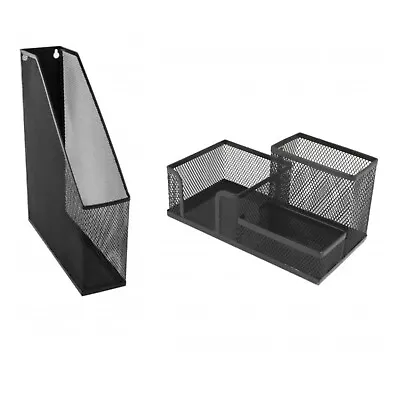 £10.19 • Buy 2pc Black Mesh A4 Document Magazine Letter File Rack & Pencil Pen Storage Holder