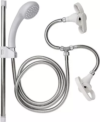 Croydex Secura Shower Set: Stainless Hose Tap Attachments White/Chrome High/Low • £34.86