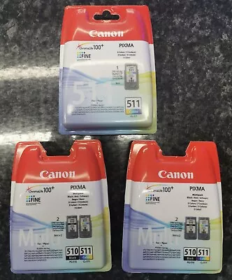 £65 • Buy Canon Original PG-510 & CL-511 Ink Pack For PIXMA IP2700 IP2702 Printer Job Lot 