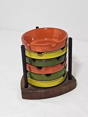 Vintage Set Of 6 Stacking Ashtrays Pacific Stoneware 1968 USA • $24.99