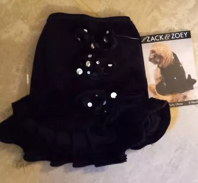 NWT Zack & Zoey Dog Puppy Cat Pet Sz XS Black Sequin Bow Embellished Dress 949 • $8.98