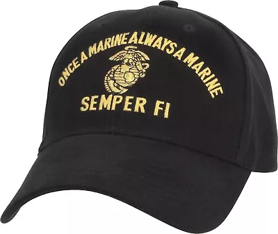 Black US Marine Semper Fi Once A Marine Always A Marine Adjustable Cap • $18.99