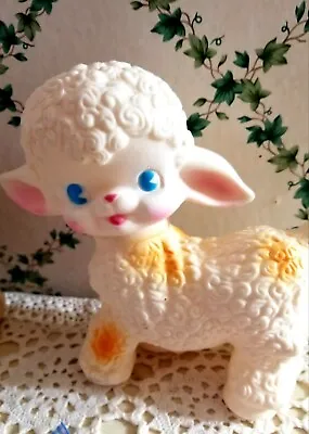 1950s Vtg Style Squeaky Lg Rubber Lamb Cute Repro Sun Rubber Toy Great Easter🎁  • $9.99