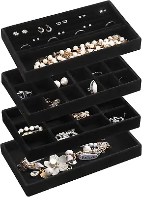 Jewelry Organizer TrayStackable Velvet Jewelry TraysDrawer Inserts Earring  • $24.13
