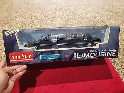 Sun Star 1999 Lincoln Limousine 1:18 Authentic Diecast NEW Black Sunstar • $74.99