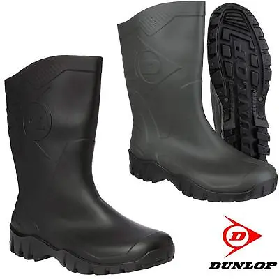 Dunlop Wellingtons Wellies Men Ladies DEE WIDE CALF Ankle Rain Mucker Snow Boots • £13.95