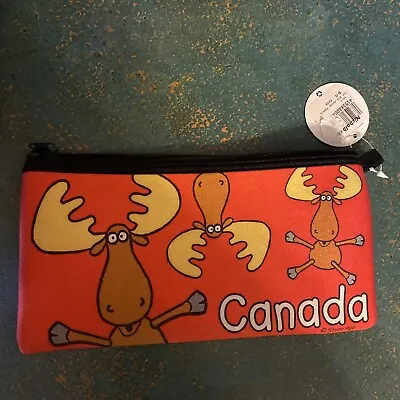 NWT Stone Age Canada Moose Character Neoprene Zipper Purse Pencil Bag 8”  X 4” • $9.99