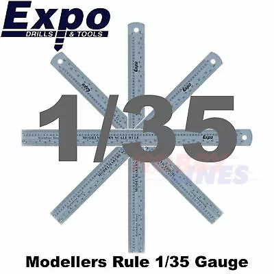 Modellers Scale Rule 1/35 12  Metric & Imperial Stainless Steel Expo Tools 74135 • £5.95