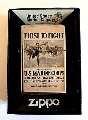 Zippo Windproof U.S. Marine Corp. Lighter First To Fight 97253 New In Box • $22.31