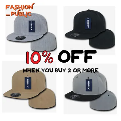 Decky Hat Rp1 Men's Plain Flat Bill Hats Baseball Cap Fitted Solid Retro Caps • $9.59