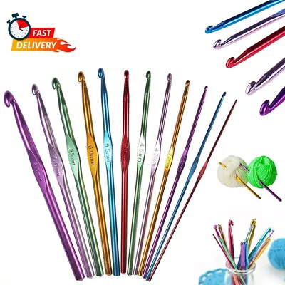 £3.59 • Buy 12pcs Crochet Hook Multi Colour Aluminum 2mm To 8mm For Yarn Craft Knitting Meta