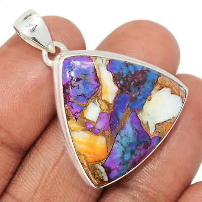 Composite Spiny Oyster & Arizona Turquoise 925 Silver Pendant Jewelry CP36348 • $35.89