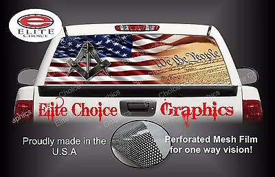Free Mason American Flag Rear Window Graphic Decal Sticker Truck Van Car SUV • $52.74
