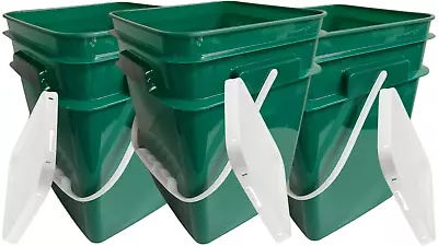 4 Gallon Food Grade Bucket Pail  Plastic Handles And Lids (Pack Of 3) Made In US • $39.77