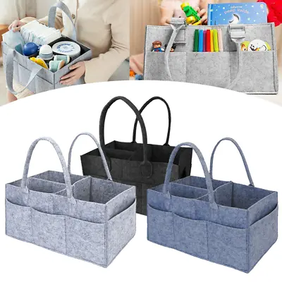 £5.89 • Buy Baby Diaper Storage Organizer Nappy Caddy Felt Bag Changing Carrier Kids Grey