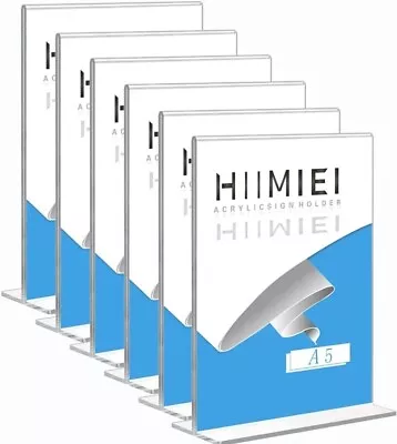 New HIIMIEI A5 Acrylic Poster Menu Holder 6 Pcs Table Display Stand Sign Holder • £22.99