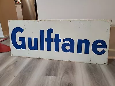C.1950s Original Vintage Gulftane Gas Sign Metal Gulf Oil Florida Premium Rare!  • $349