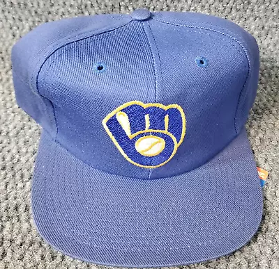 Vintage Milwaukee Brewers SnapBack Hat NWT Twins Enterprise Cap MLB Blue Logo • $24.97