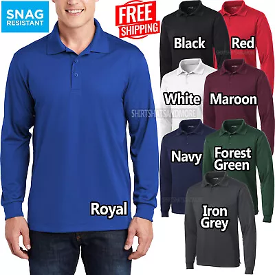 Mens Long Sleeve Micropique Snag Resistant Moisture Wicking Polo XS-4XL NEW! • $22.99