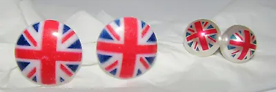 Union Jack Stud Earrings Choice Of Two Faux Pearl Resin • £2.99