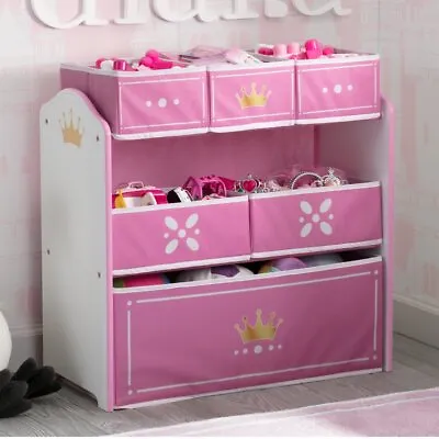 Princess Crown Multi Bin Toy Storage Pink Children Kids Organizer Space Saver • $47.46