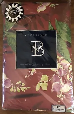 Vintage Floral Newbridge Designer Vinyl Tabletop Flannel Back Table Cloth 90  Rd • $12.99