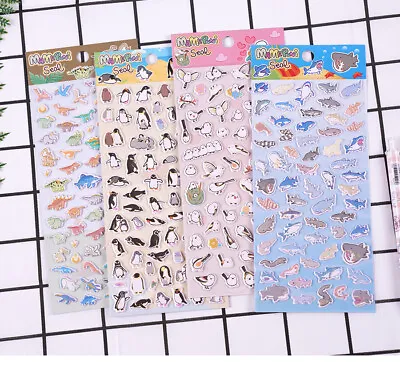 Kawaii Puffy Foam Animal Shark & Dinosaur Decor Sticker Sheet Cute Stationary • £1.75