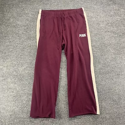 Victorias Secret Pink Pants Women Large Red Maroon Sweatpants Yoga Stretch 34x28 • $19.99