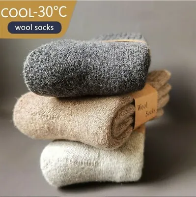 Mens Wool Fleece Cushioned Thermal Socks Thick Warm Boots Heavy Winter 5 Pairs • $18.69