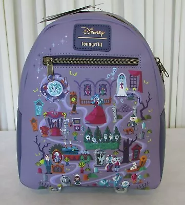 Disney Loungefly Haunted Mansion Map Mini Backpack Purple NWT • $99.95