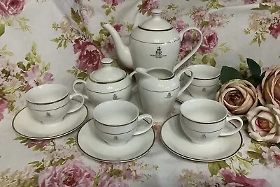 The Queens Golden Jubilee China Tea Set White & Gold Cups Saucers Sugar Milk • £20