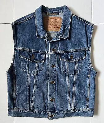 LEVI STRAUSS & CO - Men's VTG Denim Blue Jean Trucker Vest 70595-4891 - Large • $74.99