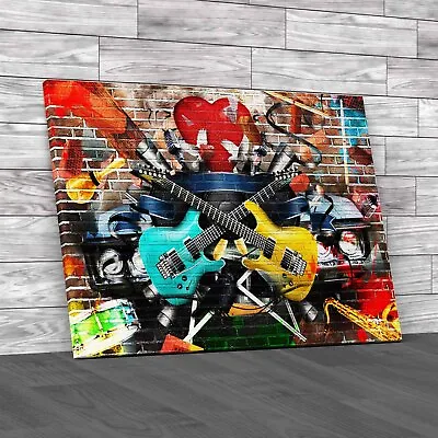 Vibrant Music Instruments Collage A Colorful Canvas Print Large Picture Wall Art • £21.95