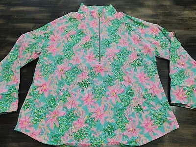 Lilly Pulitzer UPF 50+ Skipper Popover  So Shellegant  Surf Blue 1/2 Zip Sz XXL • $22.50