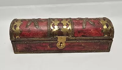 Vintage Look Decorative Wooden Trinket Box W/ Brass Fittings 7 X2.25 X2  • $15