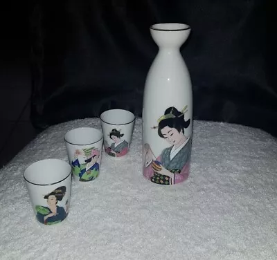 Traditional Japanese Sake Set With 3 Sake Cups • $35