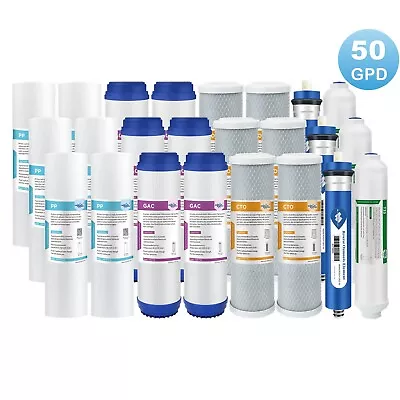 5-Stage 50 GPD Reverse Osmosis RO System Water Filter Replacement 5/8/16/24-Pack • $31.34