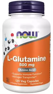 NOW Foods L-Glutamine 500 Mg  Amino Acid 120 Veg Caps EXP 04/26 • $11.25