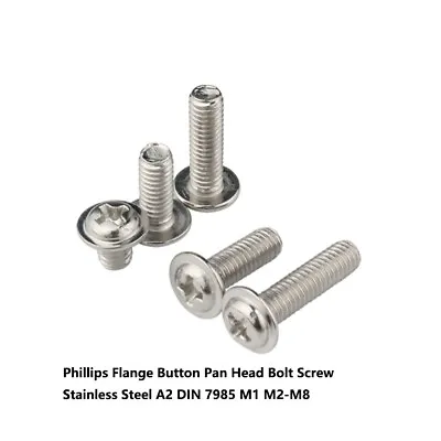 Phillips Flange Button Pan Head Bolt Screw Stainless Steel A2 DIN 7985 M1 M1-M6 • £2.39