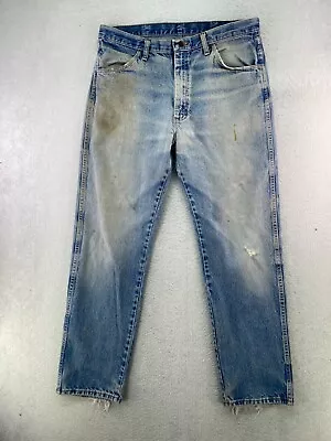 Rustler Mens 36x32 Stone Wash Distressed Stain Straight Leg Denim Jeans • $12.95