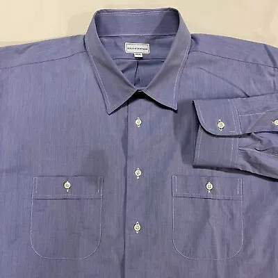 Maus & Hoffman Button Up Shirt Mens 3XL Blue Imported Egyptian Cotton 2-Ply 100s • $17.98