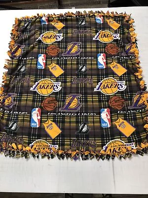 Hand Made Double Sided Fleece Tied Blanket Approx. 6'x5' Lakers / Basketball • $45