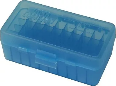 MTM 50 Round Flip-Top Handguns Ammo Box Storage Case 38/357 Cal  Clear Blue • $4.95