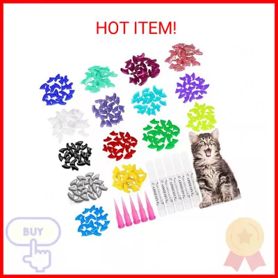 VICTHY 100pcs Cat Nail Caps Colorful Pet Cat Soft Claws Nail Covers For Cat Cla • $10.01