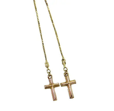 9ct Yellow Gold Cross Threader Drop Earrings • £79