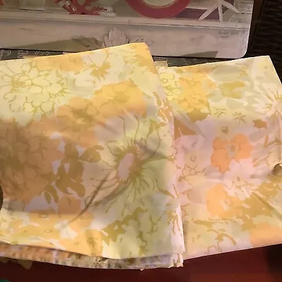 (2) Vintage~1960’s~Yellow Floral~Pillowcases~Permanent Press/Percale~FREE SHIP~ • $28.99